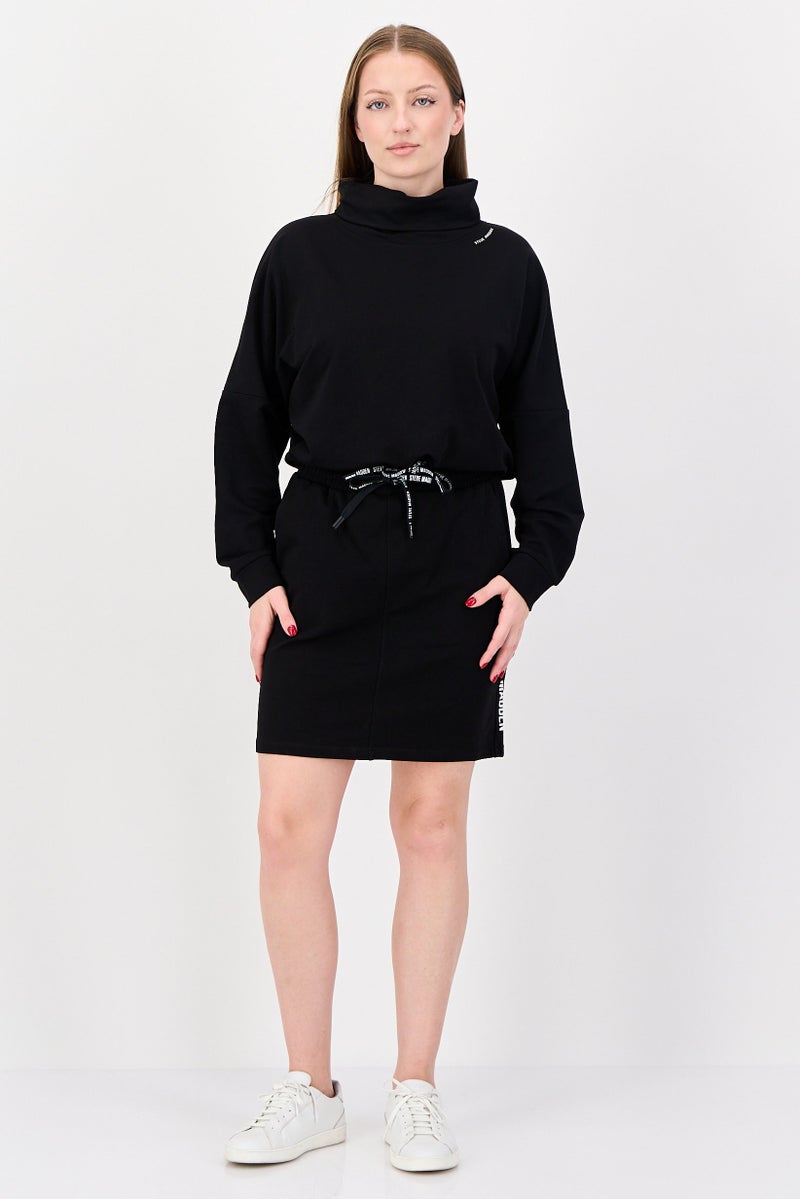 STEVE MADDEN Women 2 Pieces Brand Logo Sweatshirt And Mini Skirts Set, Black - Image 2